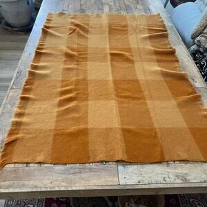 Pendleton Lap Blanket Pure Virgin Wool Orange Gingham 50.5 x 36in